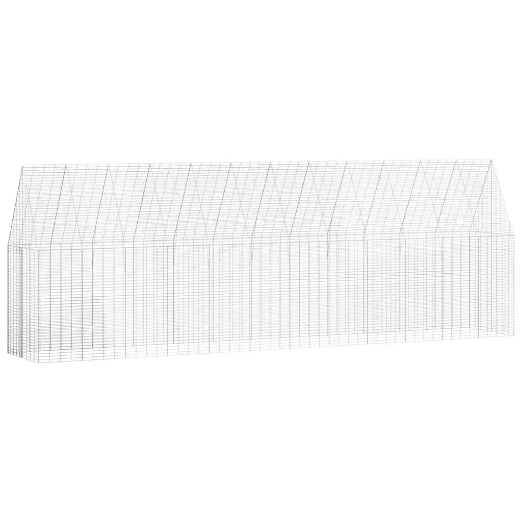 Outdoor Pet Hutch 2 Piece Galvanised Steel Silver Small Animal Cage for Rabbits and Guinea Pigs
