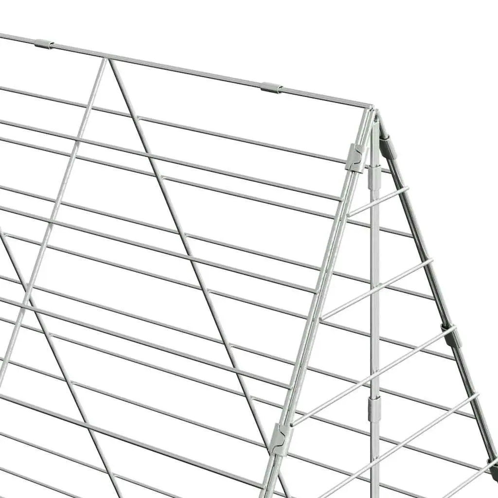 Outdoor Pet Hutch 2 Piece Galvanised Steel Silver Small Animal Cage for Rabbits and Guinea Pigs