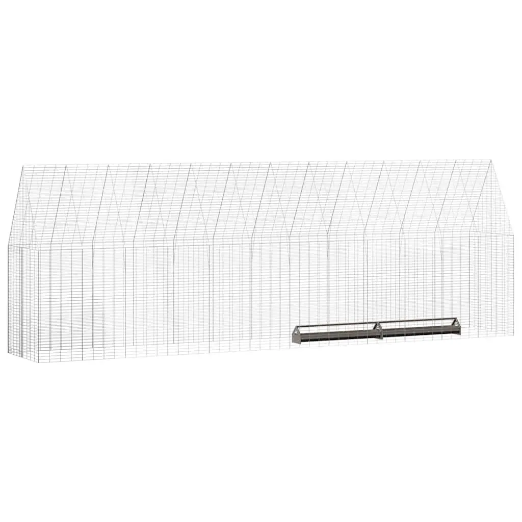 Outdoor Pet Hutch 2 Piece Galvanised Steel Silver Small Animal Cage for Rabbits and Guinea Pigs