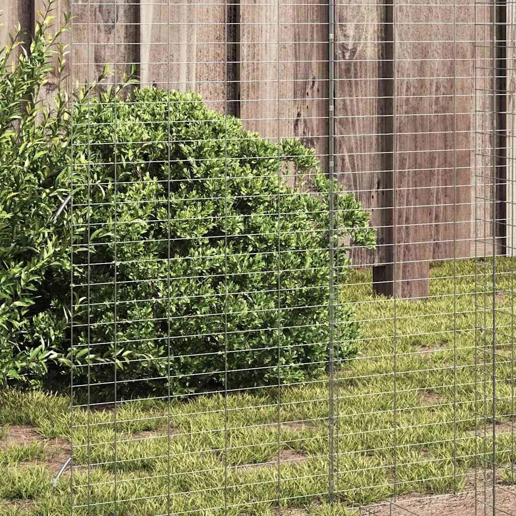 Outdoor Pet Hutch 2 Piece Galvanised Steel Silver Small Animal Cage for Rabbits and Guinea Pigs