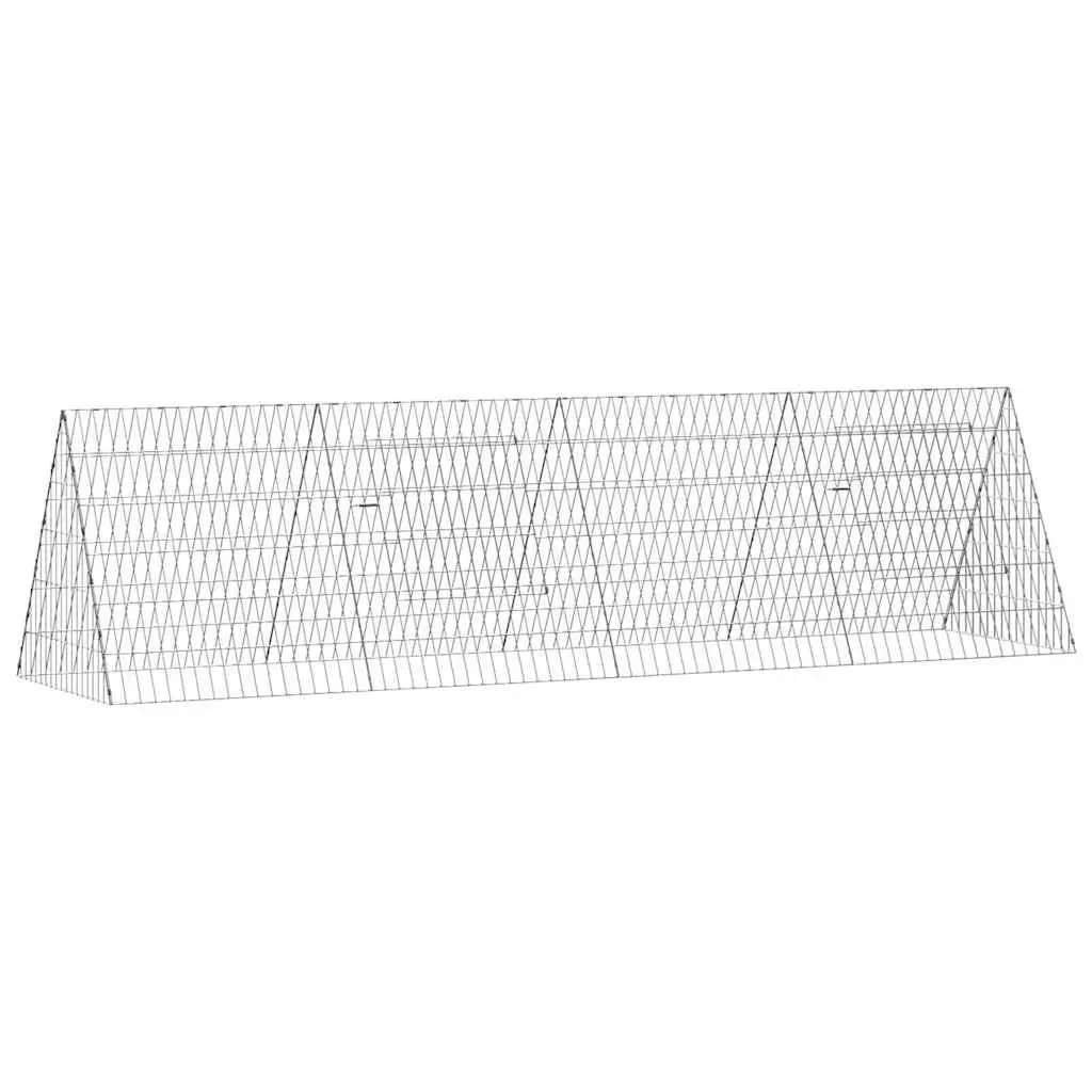 Chicken Cage Galvanised Steel Outdoor Aviary Enclosure 215cm Length 55cm Width 55cm Height Silver