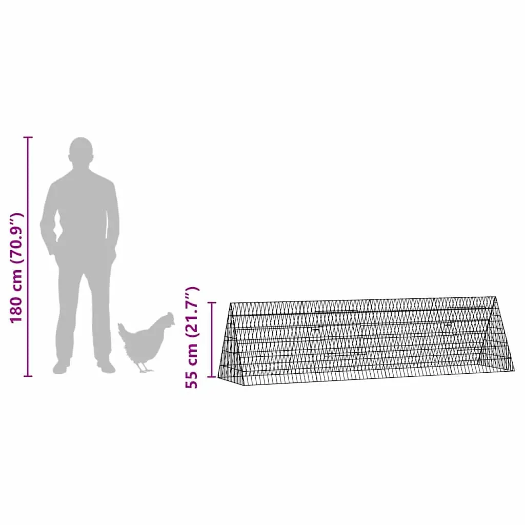 Chicken Cage Galvanised Steel Outdoor Aviary Enclosure 215cm Length 55cm Width 55cm Height Silver