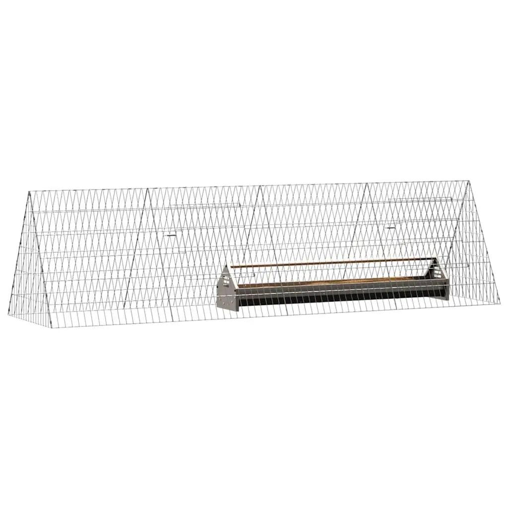 Chicken Cage Galvanised Steel Outdoor Aviary Enclosure 215cm Length 55cm Width 55cm Height Silver