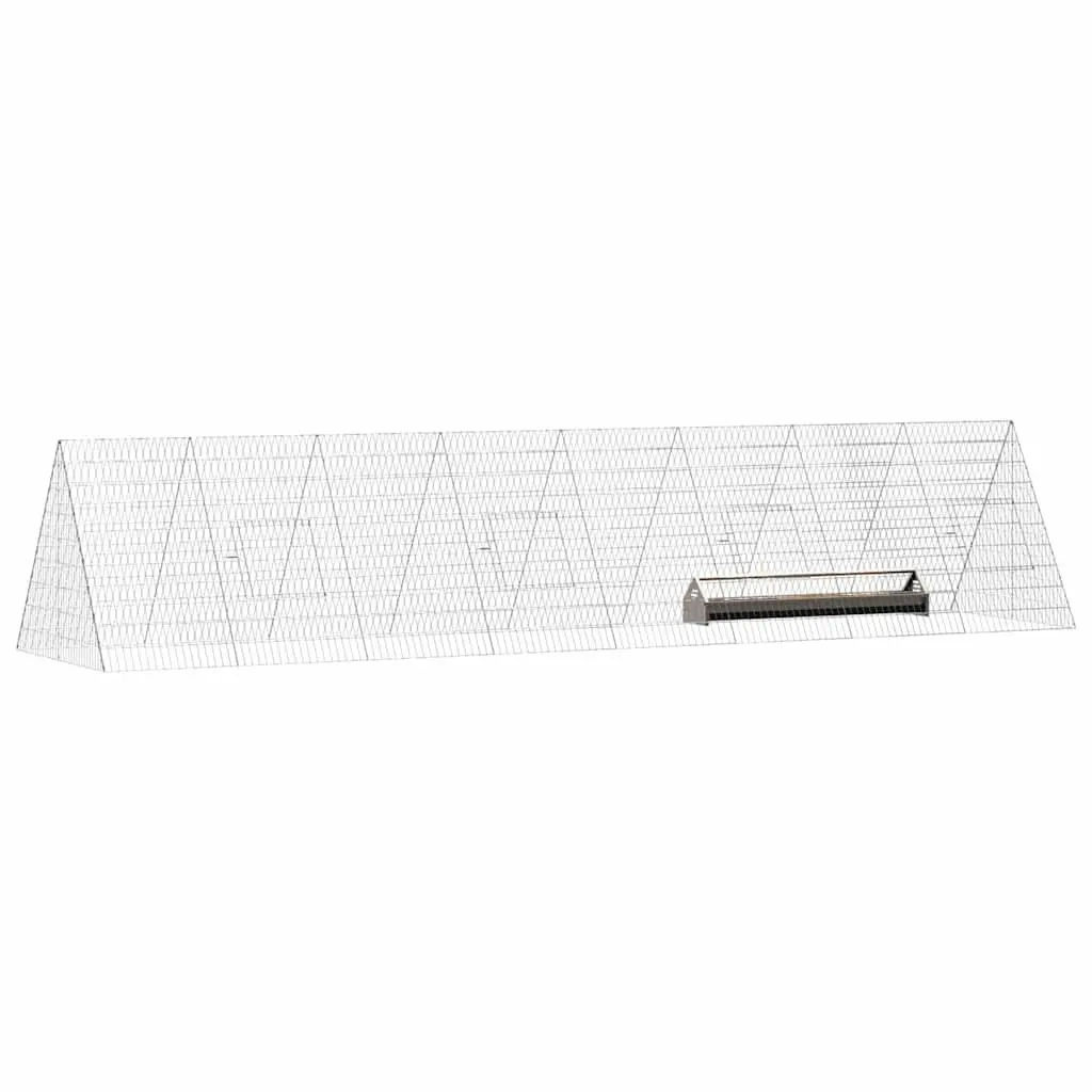 Chicken Cage Galvanised Steel 430 x 100 x 85 cm Silver Outdoor Poultry Housing