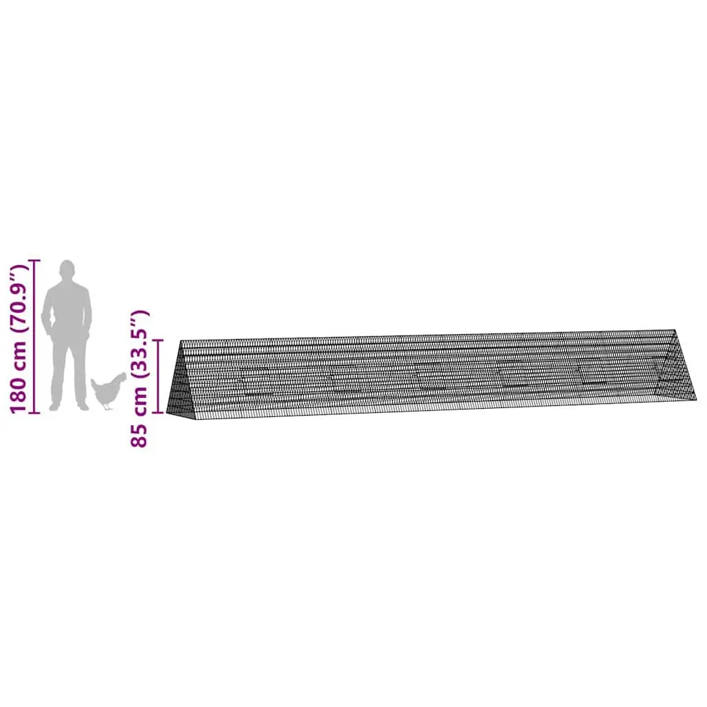 Chicken Cage 650 x 100 x 85 cm Silver Galvanised Steel Outdoor Poultry Run