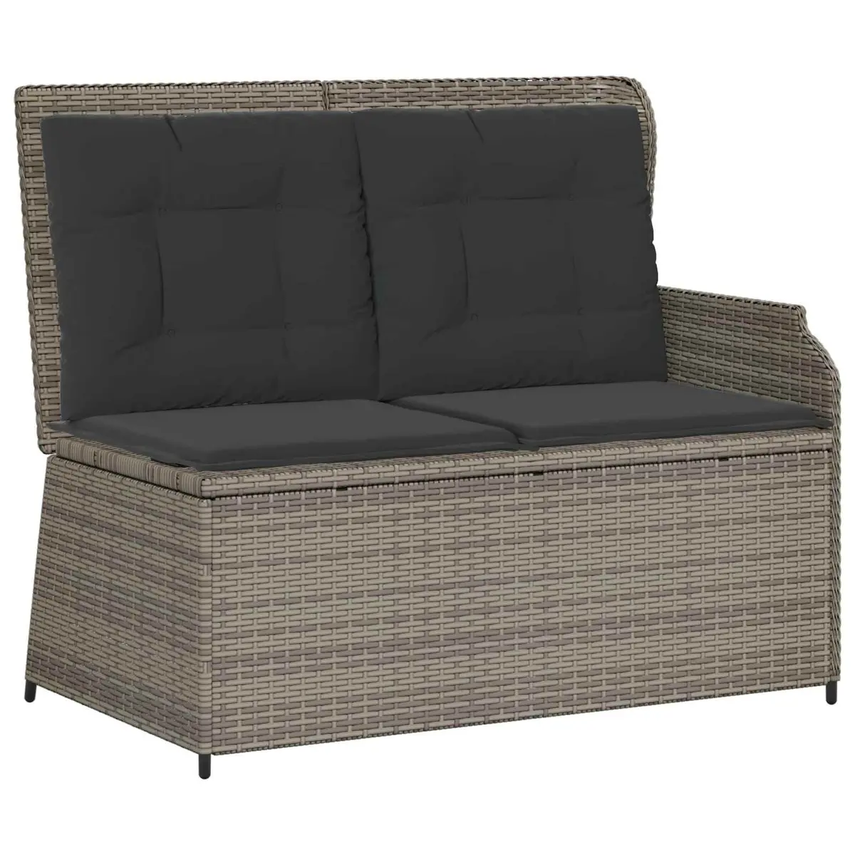 Garden Bench Poly Rattan Grey Outdoor Furniture Reclining Seating