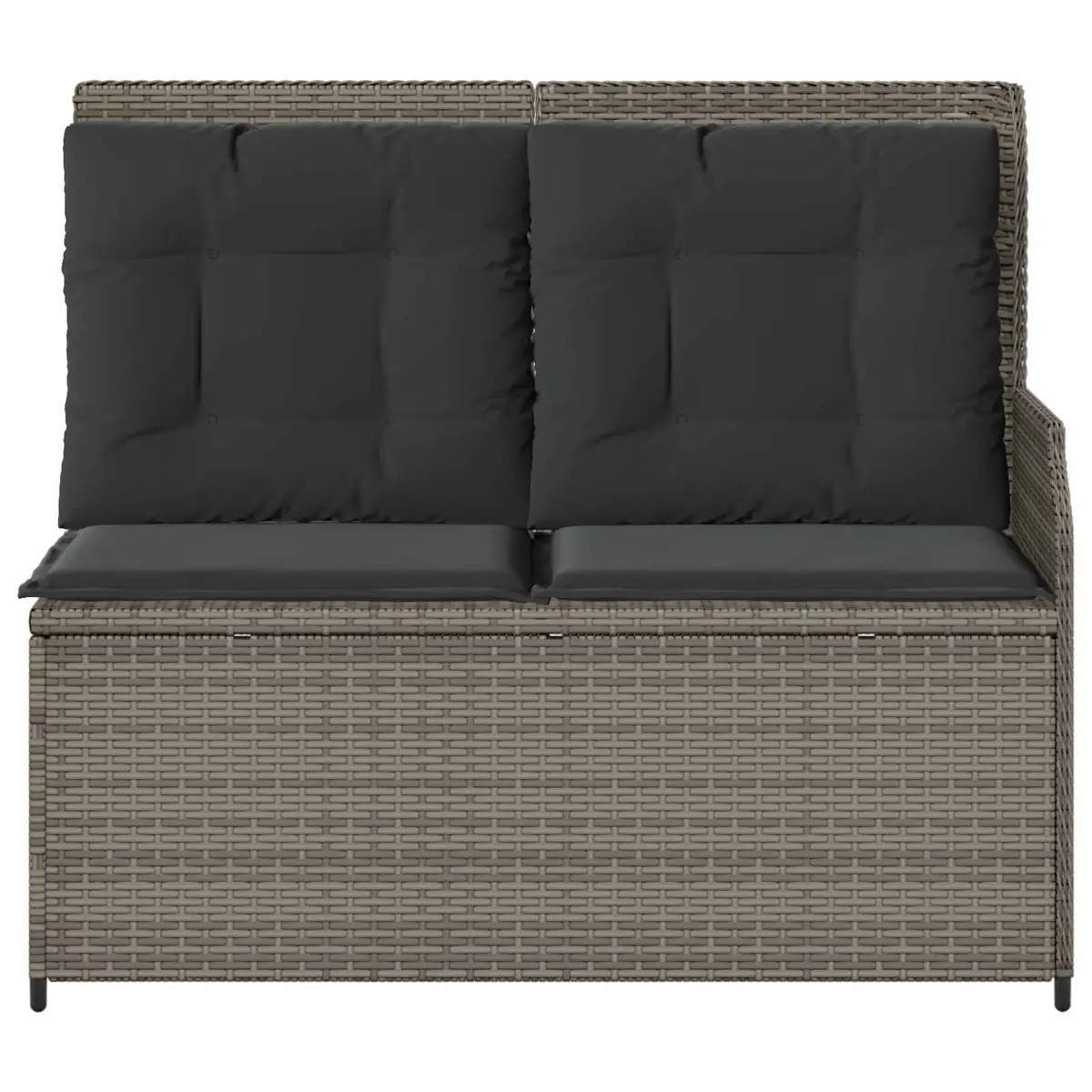 Garden Bench Poly Rattan Grey Outdoor Furniture Reclining Seating