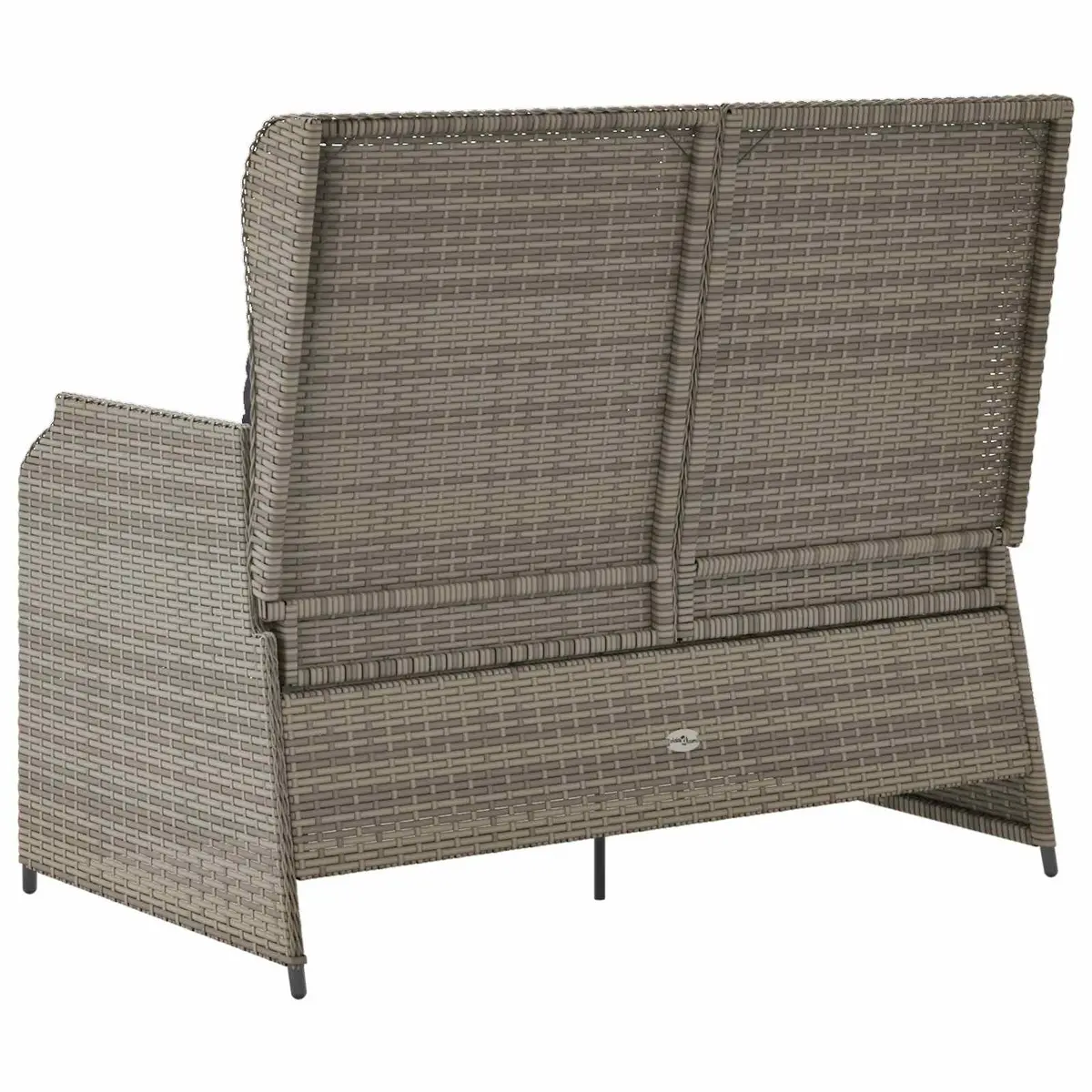 Garden Bench Poly Rattan Grey Outdoor Furniture Reclining Seating