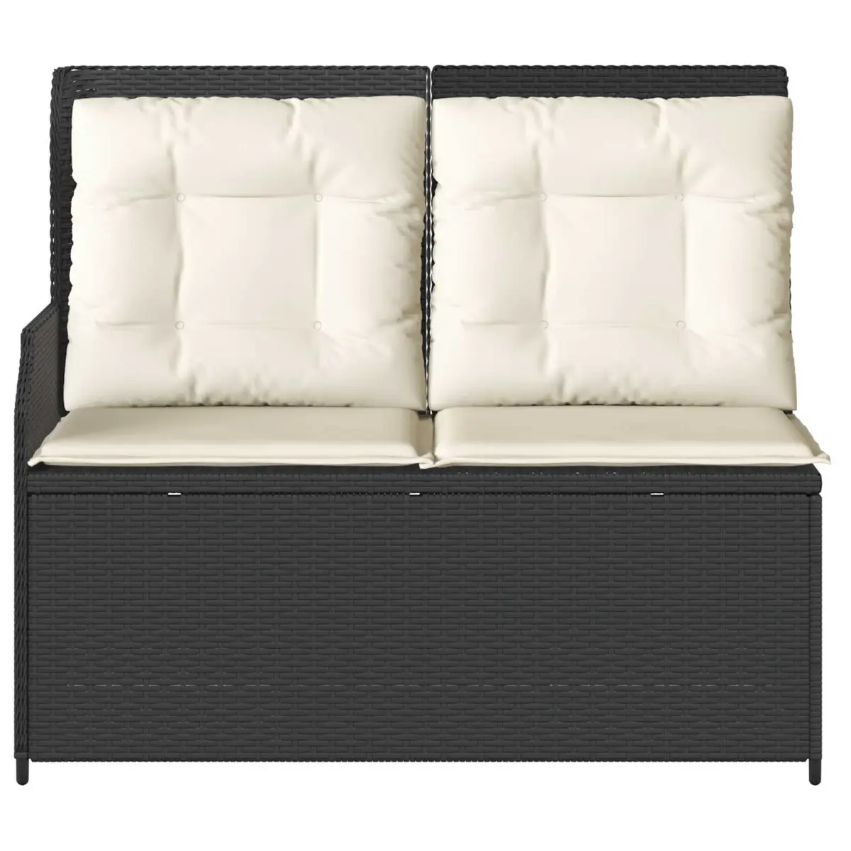Garden Bench Rattan Multi-Position Adjustable Outdoor Seating Black