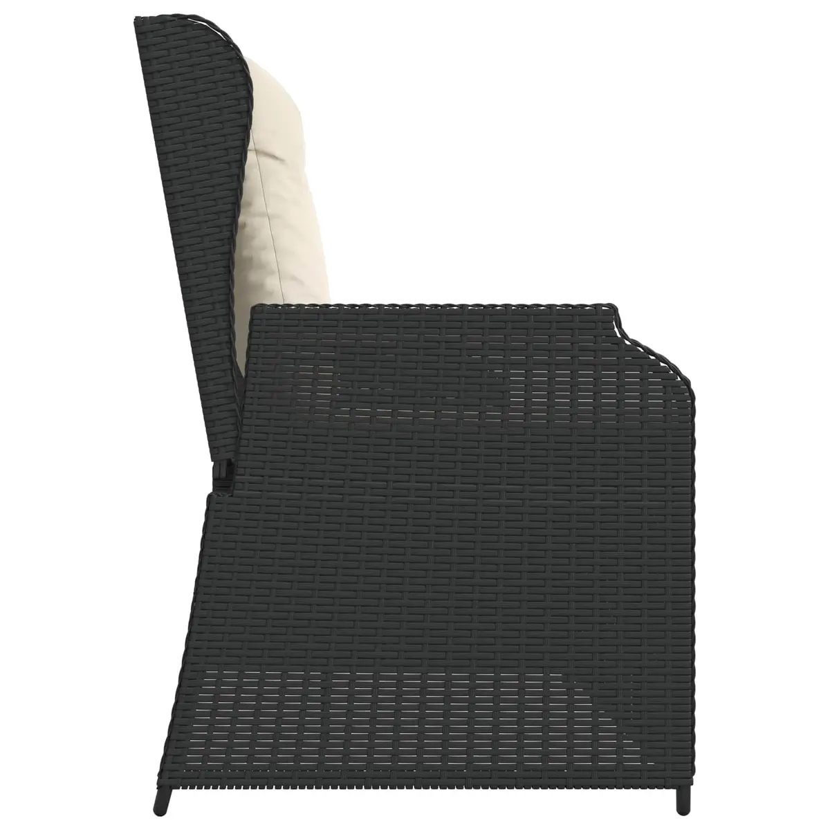 Garden Bench Rattan Multi-Position Adjustable Outdoor Seating Black