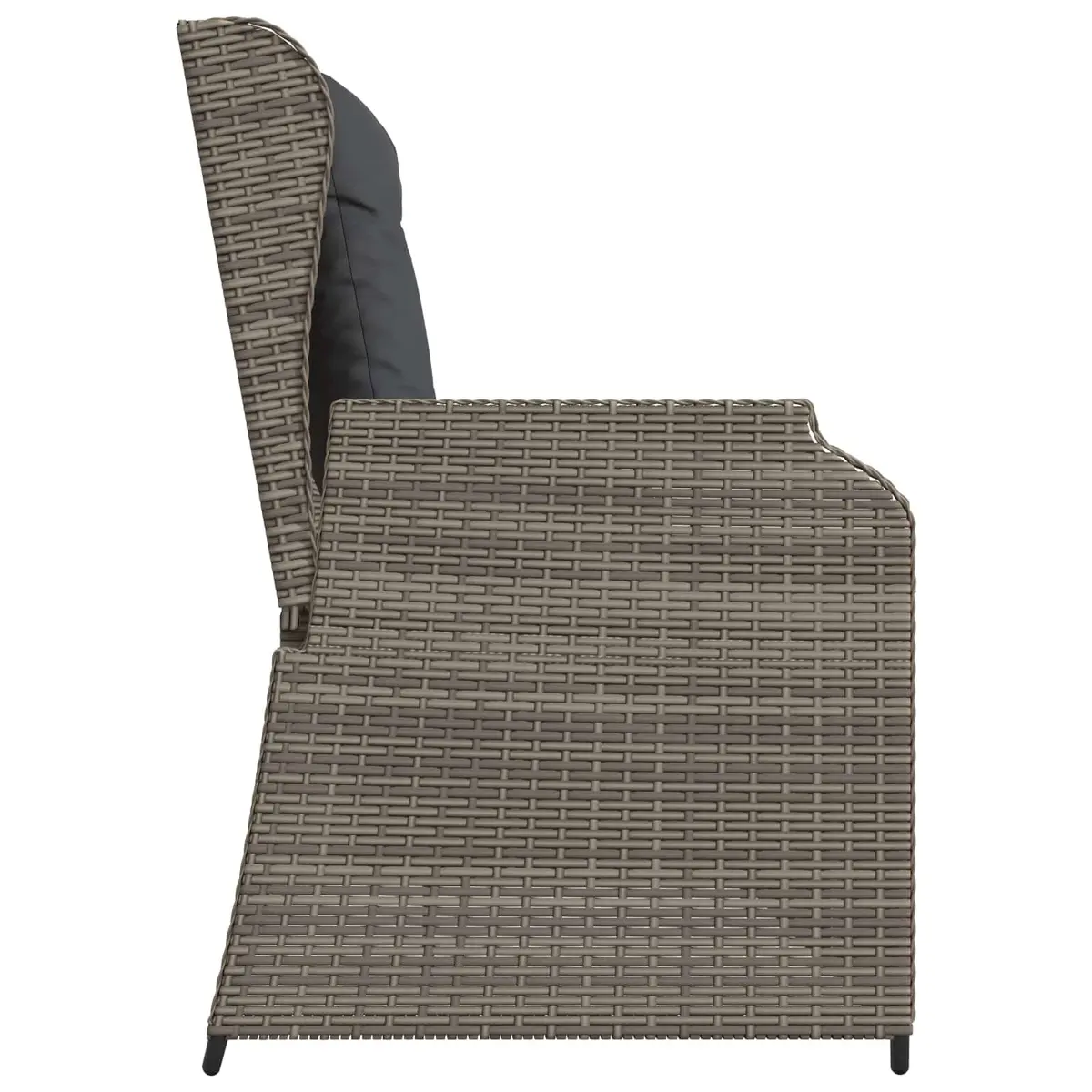 Reclining Garden Bench Grey Poly Rattan Multi-Position Outdoor Furniture