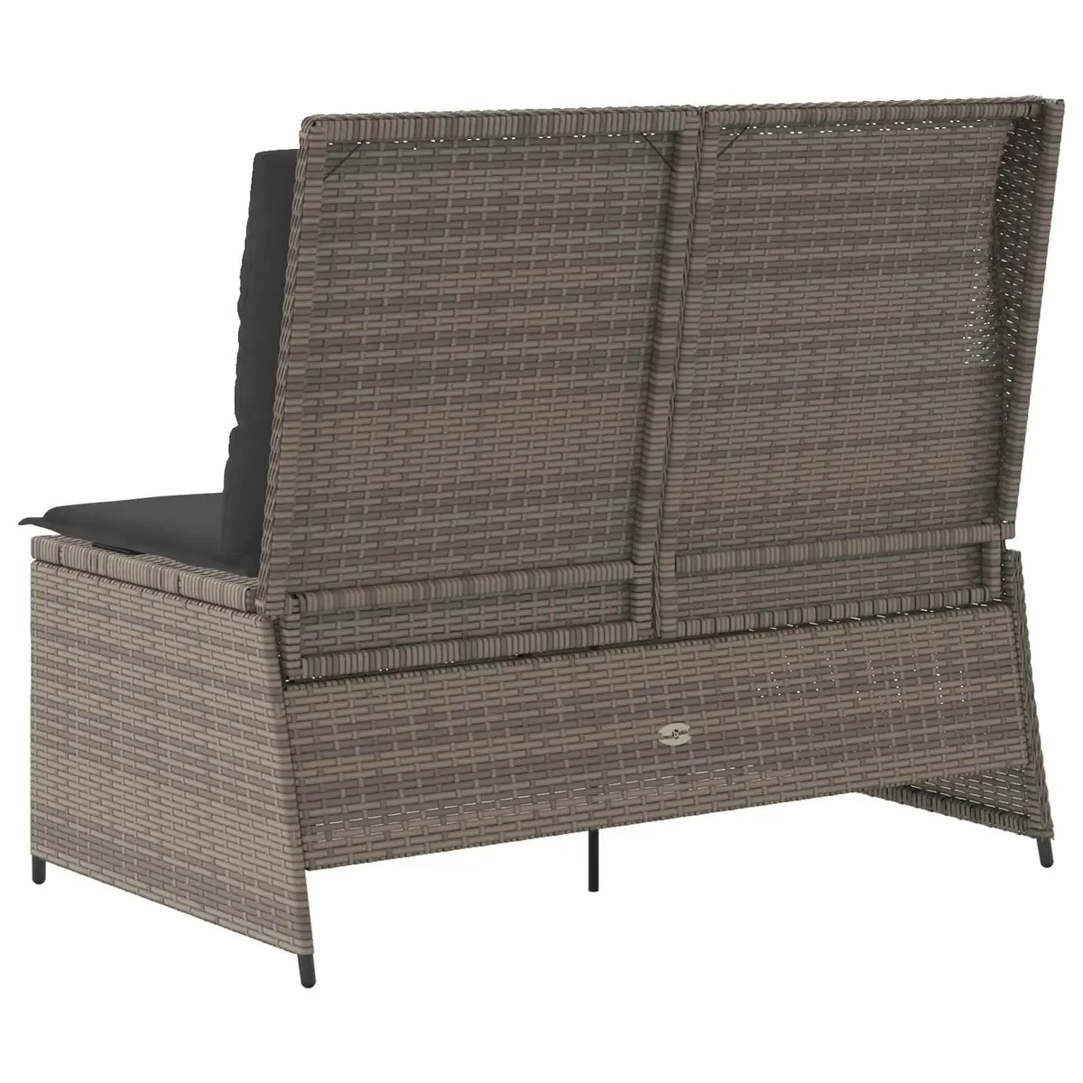 Reclining Garden Bench Grey Poly Rattan Multi-Position Outdoor Furniture