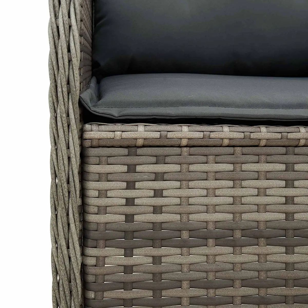 Reclining Garden Bench Grey Poly Rattan Multi-Position Outdoor Furniture