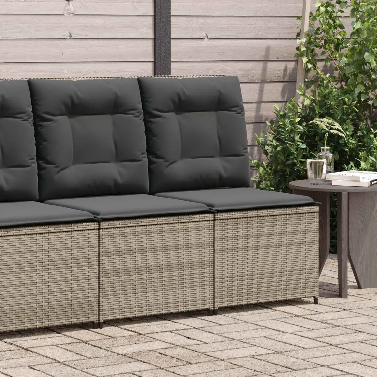 Garden Sofa Grey Poly Rattan Reclining Outdoor Lounge Patio Furniture Seat