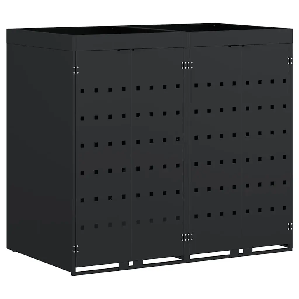 Wheelie Bin Storage 2 Bins Black Garden Outdoor Waste Container Enclosure