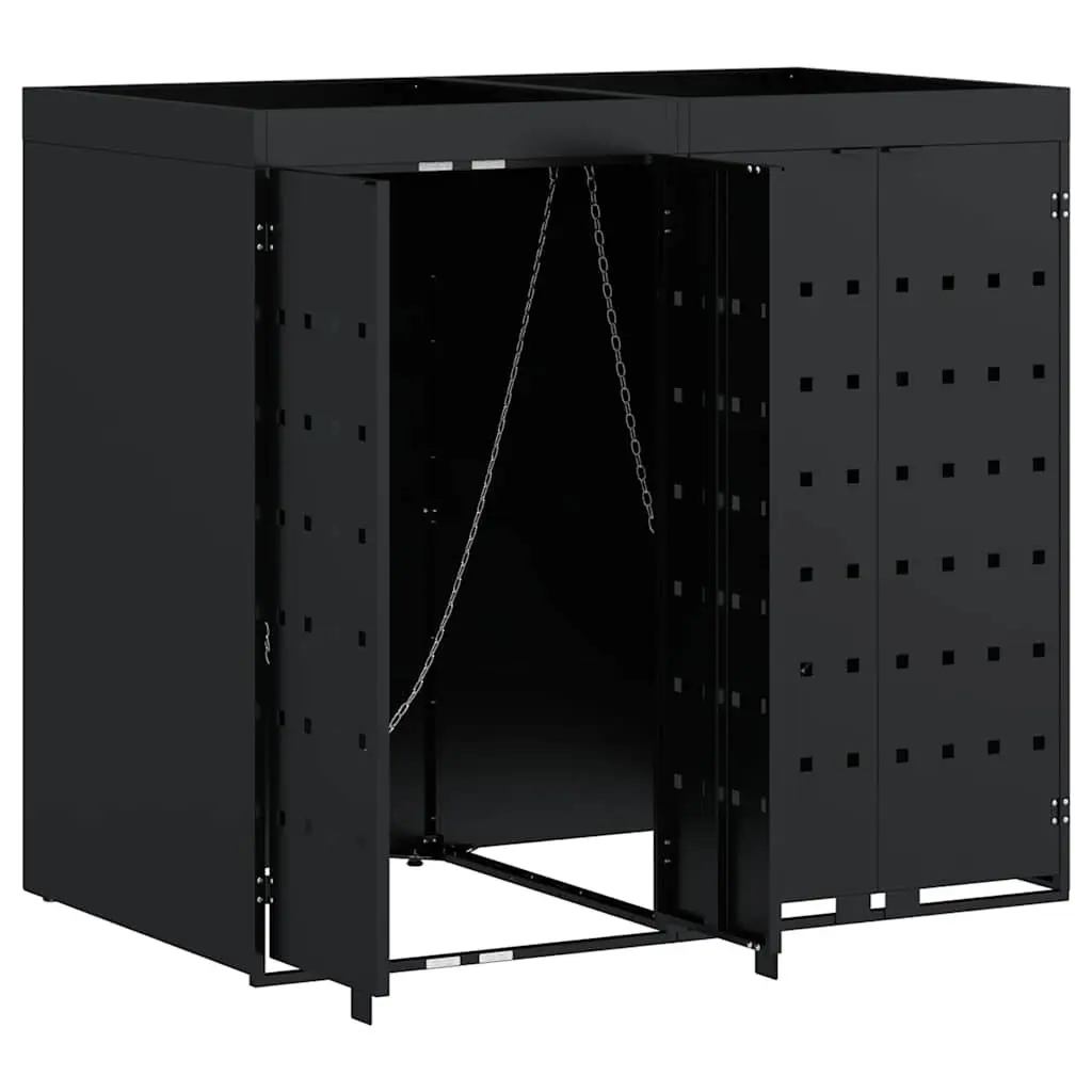 Wheelie Bin Storage 2 Bins Black Garden Outdoor Waste Container Enclosure