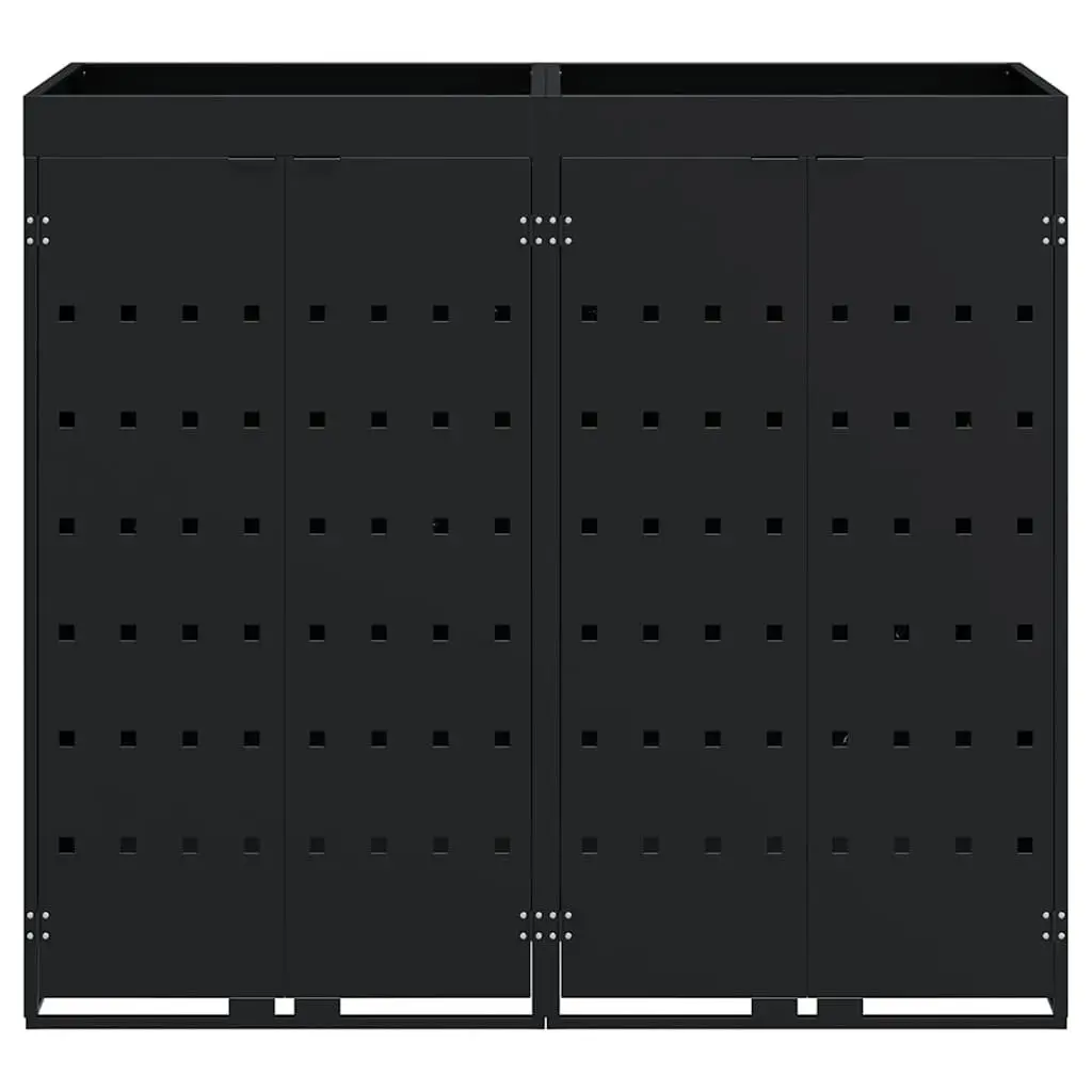 Wheelie Bin Storage 2 Bins Black Garden Outdoor Waste Container Enclosure