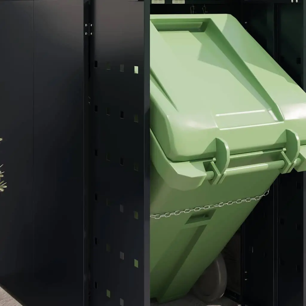 Wheelie Bin Storage for 5 Bins Black 340 x 77.5 x 121.5 cm Outdoor Garden Waste