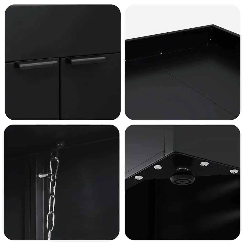 Wheelie Bin Storage for 5 Bins Black 340 x 77.5 x 121.5 cm Outdoor Garden Waste