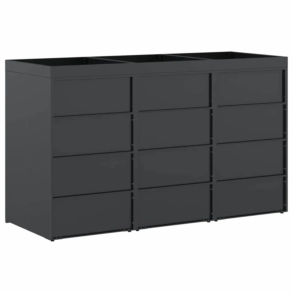 Wheelie Bin Storage Enclosure Anthracite Powder Coated Steel 3 Bins Outdoor Planter Roof Garden Waste Container