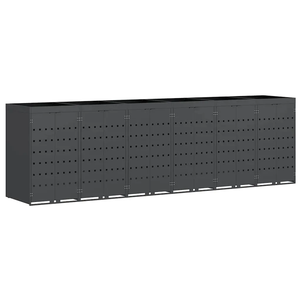 Wheelie Bin Storage Unit Powder Coated Steel Anthracite Outdoor Garden Planter Roof for 6 Bins