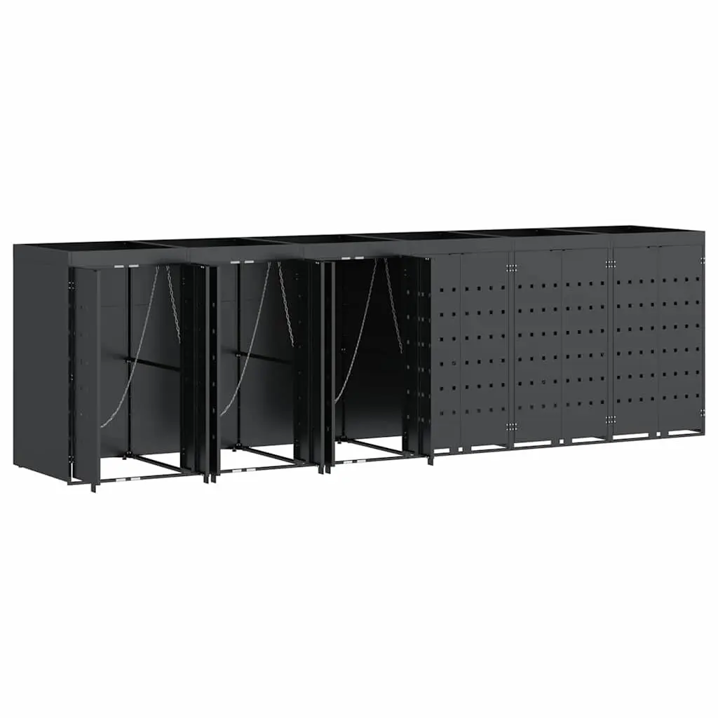 Wheelie Bin Storage Unit Powder Coated Steel Anthracite Outdoor Garden Planter Roof for 6 Bins
