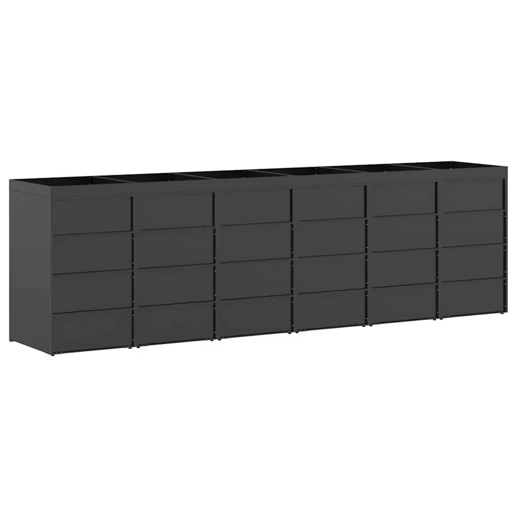 Wheelie Bin Storage Unit Powder Coated Steel Anthracite Outdoor Garden Planter Roof for 6 Bins