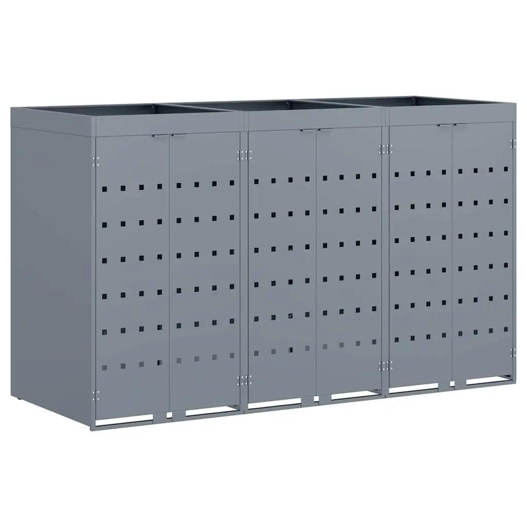 Wheelie Bin Storage for 3 Bins Light Grey Outdoor Garden Waste Container