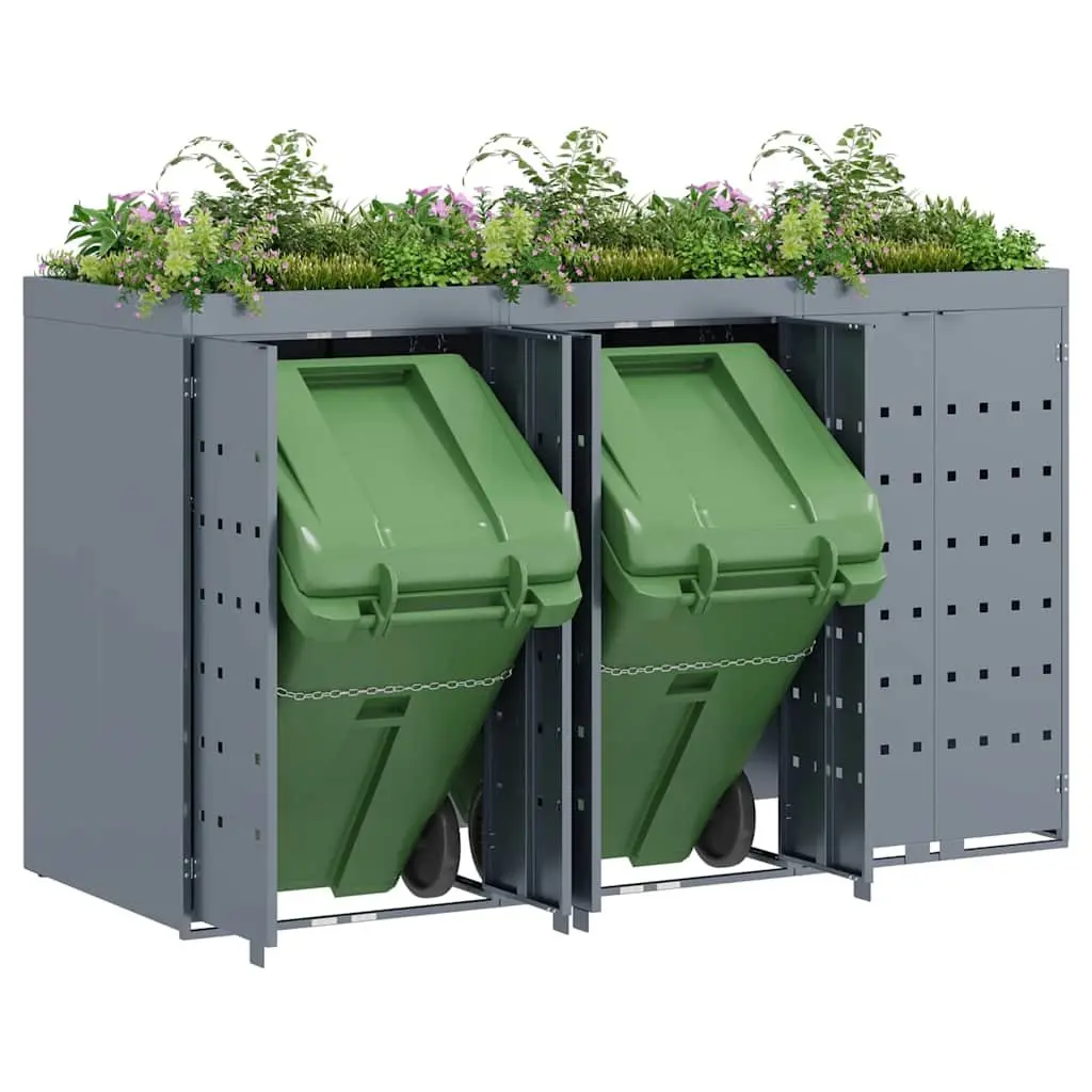 Wheelie Bin Storage for 3 Bins Light Grey Outdoor Garden Waste Container
