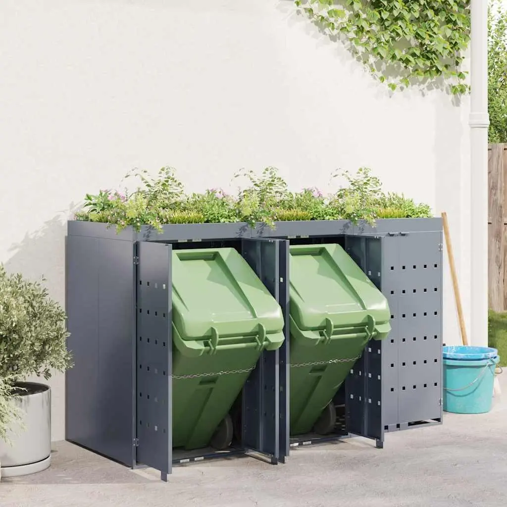 Wheelie Bin Storage for 3 Bins Light Grey Outdoor Garden Waste Container