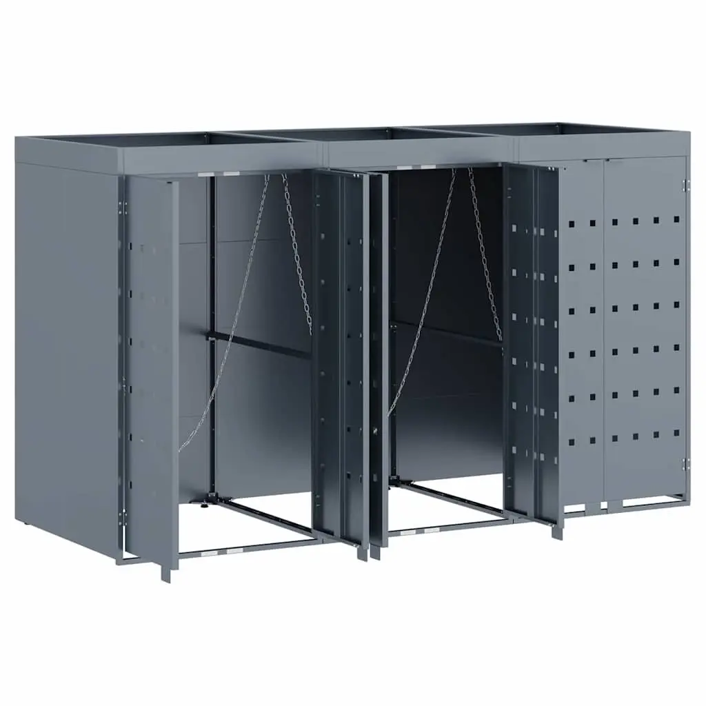Wheelie Bin Storage for 3 Bins Light Grey Outdoor Garden Waste Container