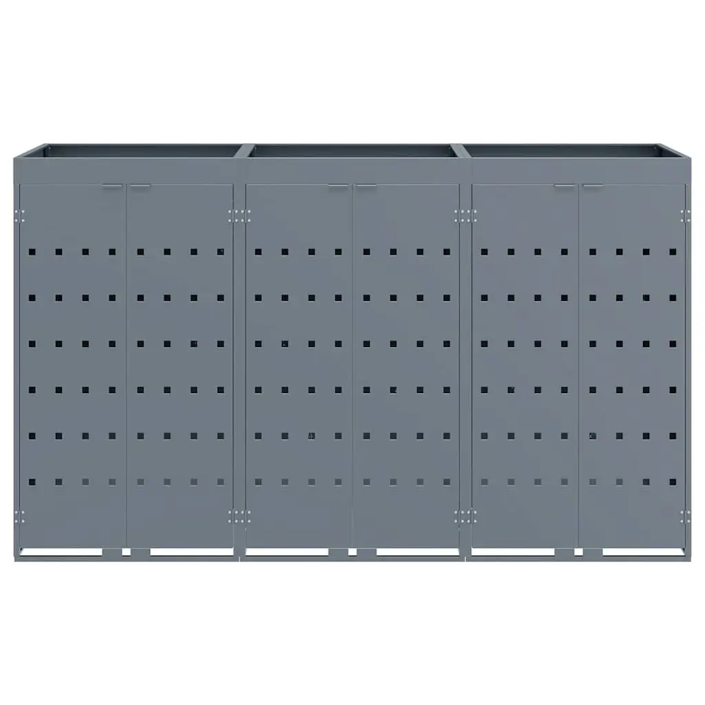 Wheelie Bin Storage for 3 Bins Light Grey Outdoor Garden Waste Container