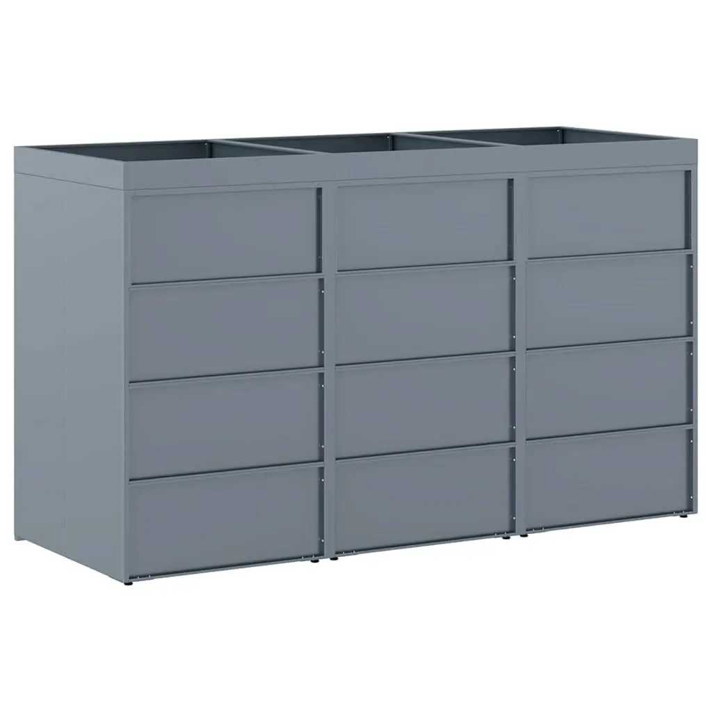 Wheelie Bin Storage for 3 Bins Light Grey Outdoor Garden Waste Container