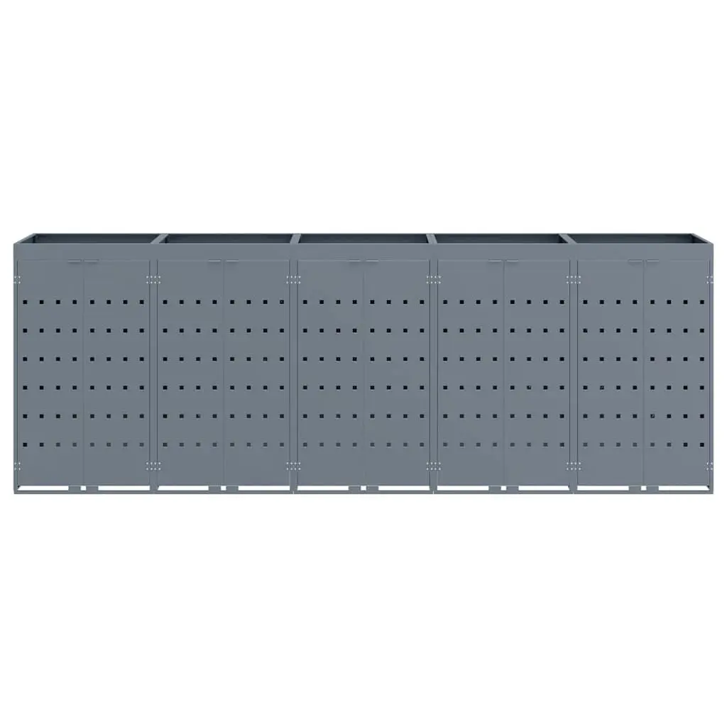 Wheelie Bin Storage Enclosure Powder-coated Steel 5 Bins Light Grey Outdoor Garden
