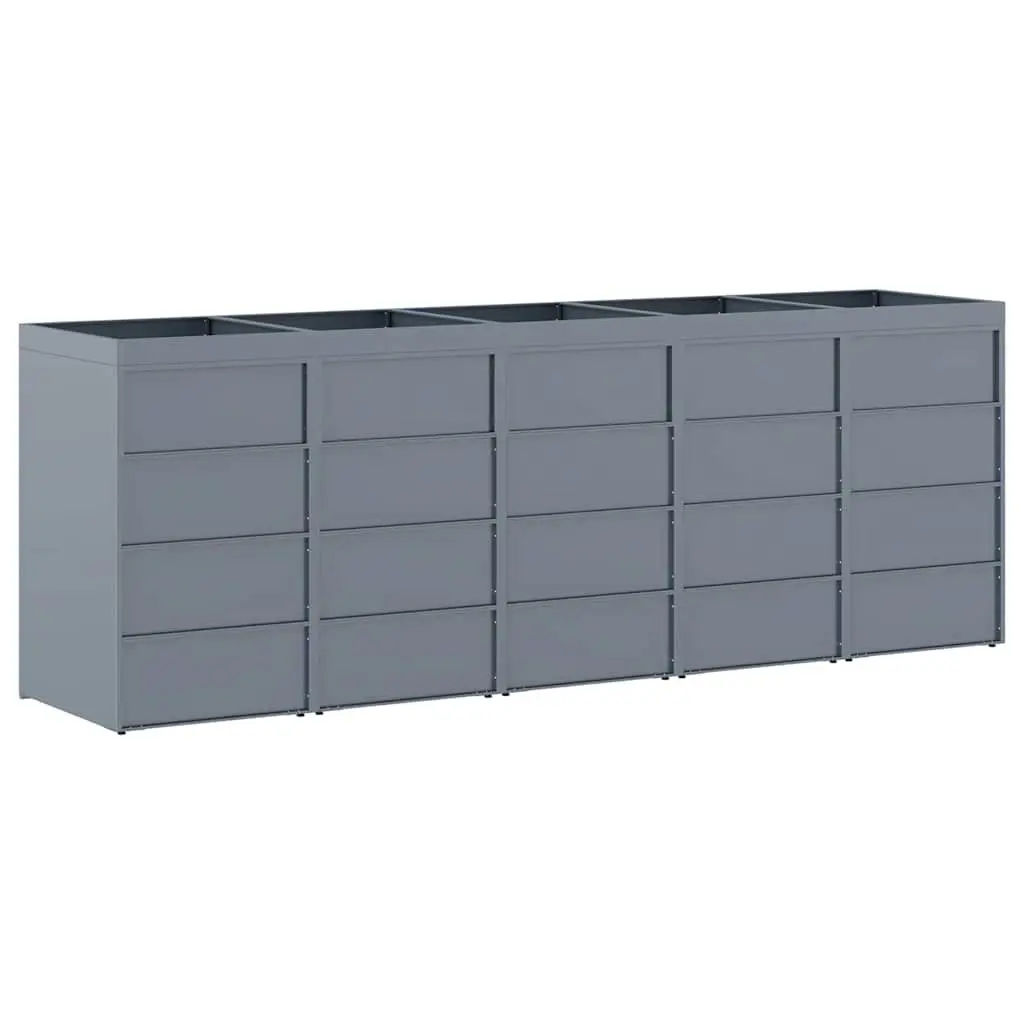 Wheelie Bin Storage Enclosure Powder-coated Steel 5 Bins Light Grey Outdoor Garden