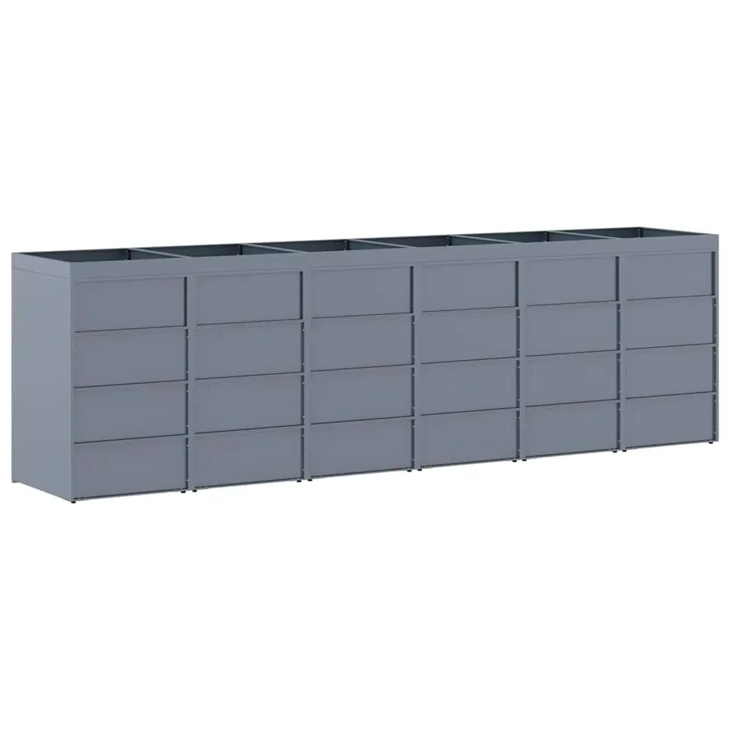 Wheelie Bin Storage Enclosure Powder-coated Steel 408 x 77.5 x 121.5 cm Light Grey 6 Bins Modern Garden Terrace Waste
