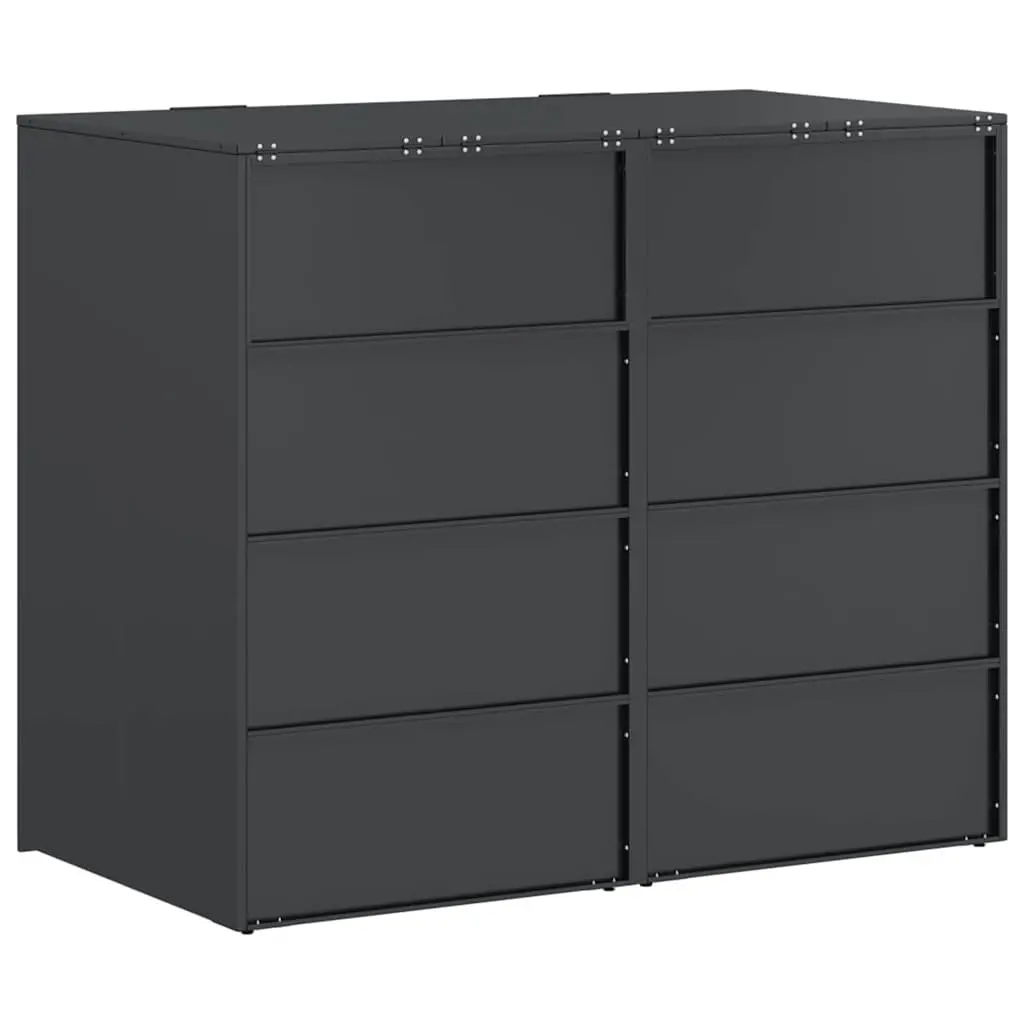 Wheelie Bin Storage Enclosure for 3 Outdoor Waste Bins Modern Design Anthracite