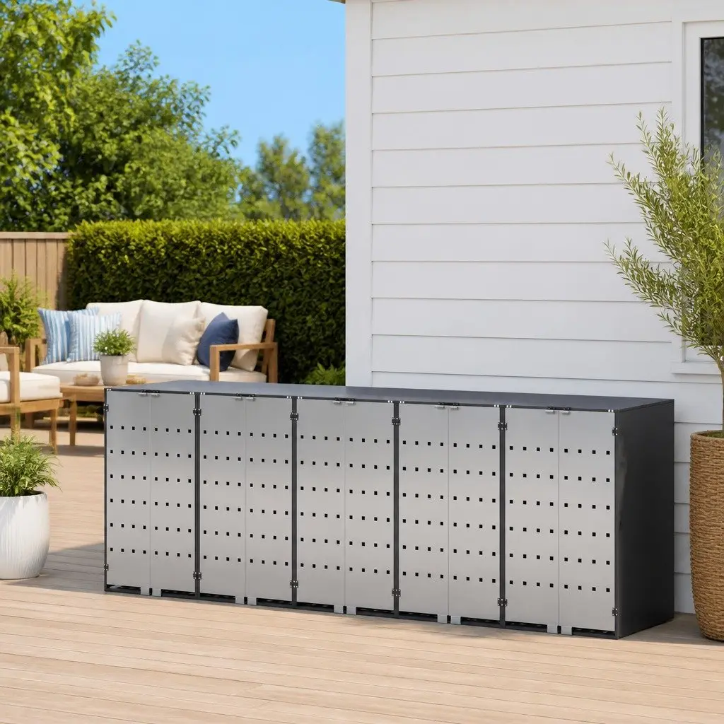 Wheelie Bin Storage Outdoor Waste Container Enclosure Water-resistant UV-resistant Anthracite for 3 Bins