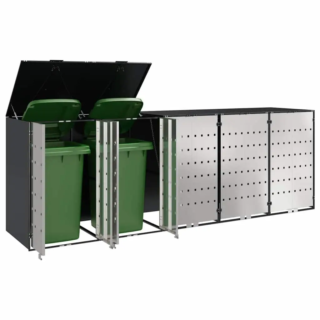 Wheelie Bin Storage Outdoor Waste Container Enclosure Water-resistant UV-resistant Anthracite for 3 Bins