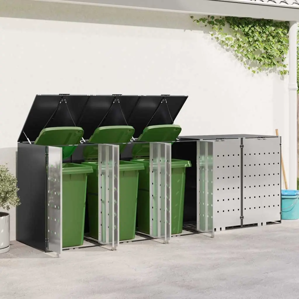 Wheelie Bin Storage Outdoor Waste Container Enclosure Water-resistant UV-resistant Anthracite for 3 Bins