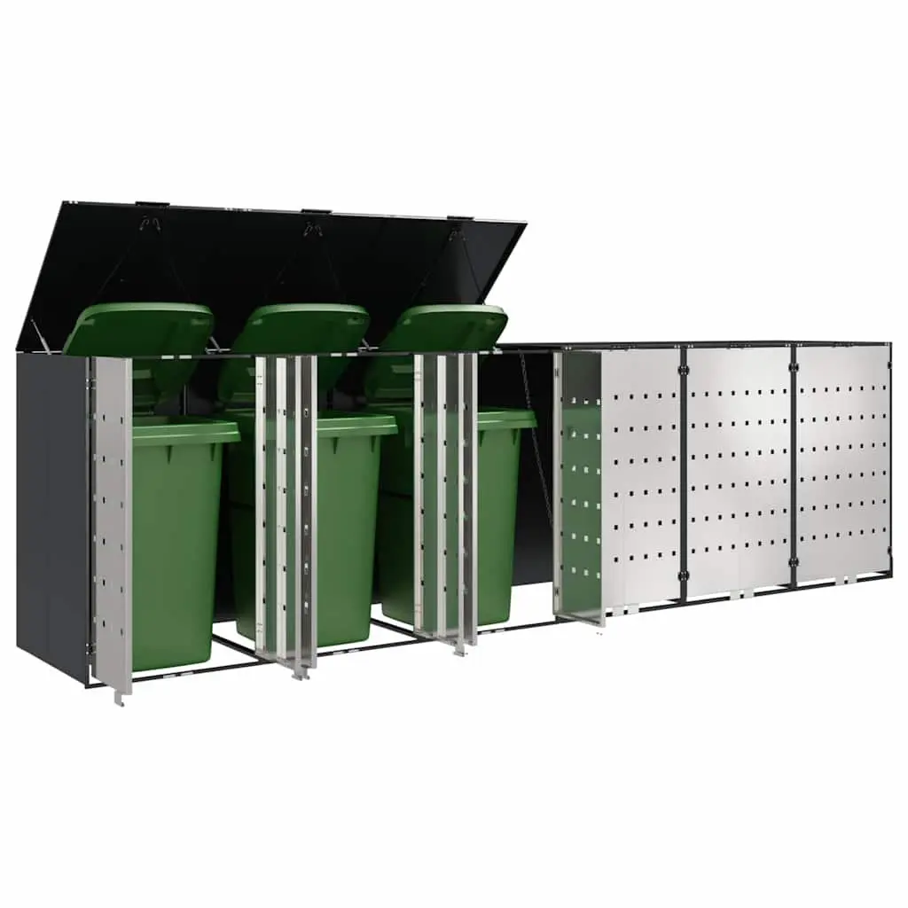 Wheelie Bin Storage Enclosure Expandable Water-Resistant UV-Resistant Anthracite for 3 Bins