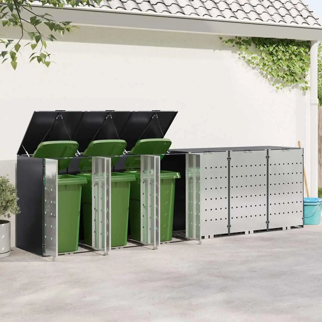 Wheelie Bin Storage Enclosure Expandable Water-Resistant UV-Resistant Anthracite for 3 Bins
