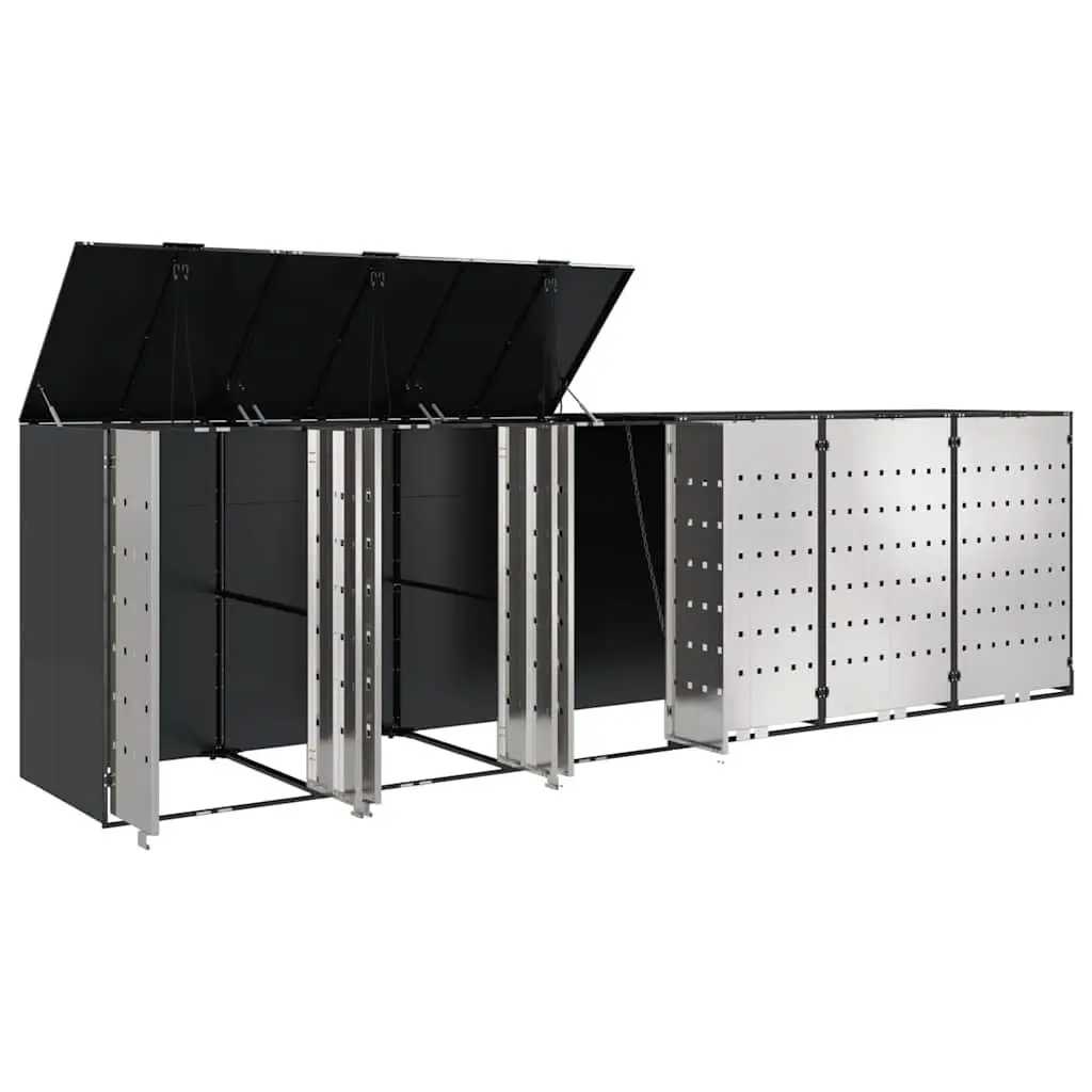 Wheelie Bin Storage Enclosure Expandable Water-Resistant UV-Resistant Anthracite for 3 Bins