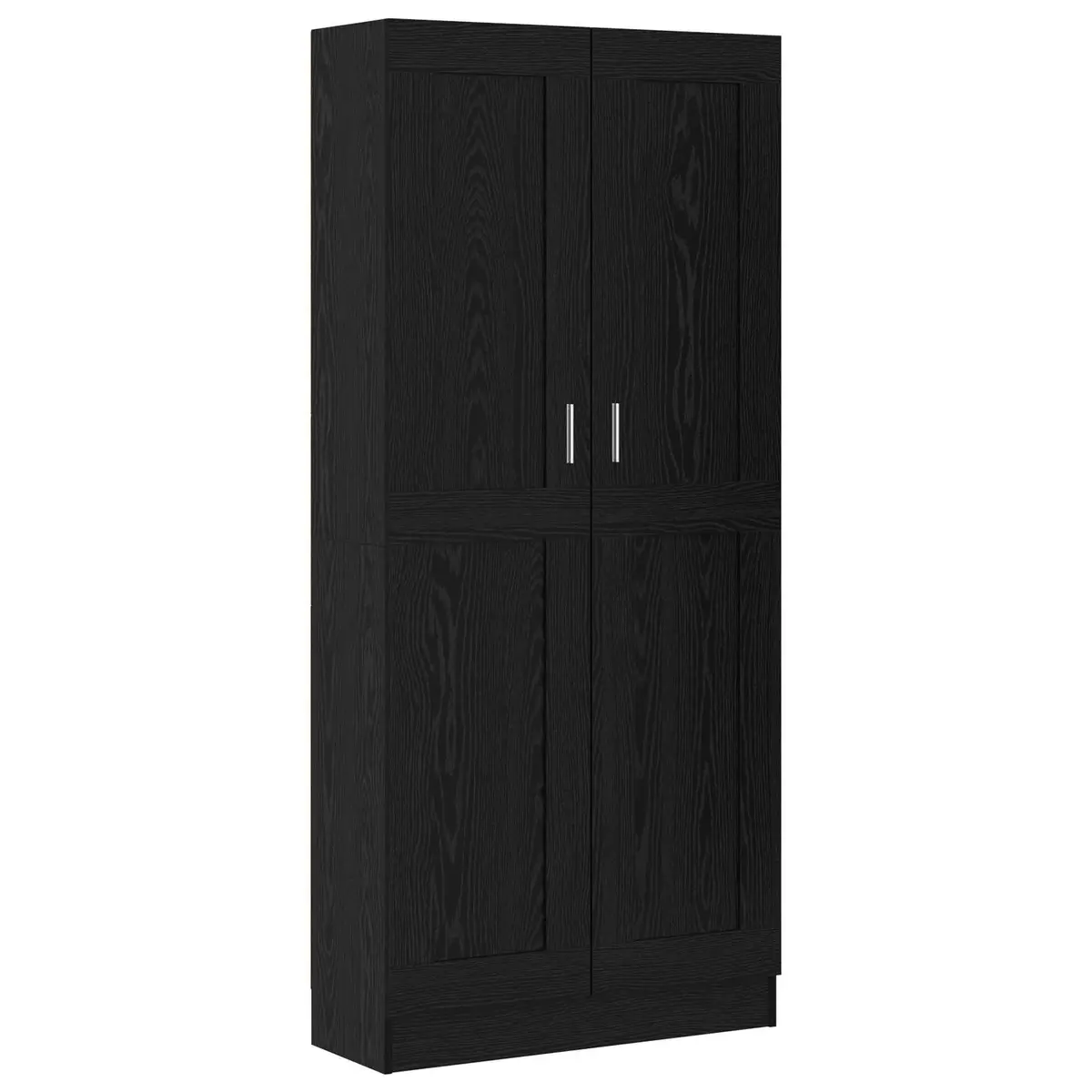 Book Cabinet Modern Black Oak Engineered Wood Shelving Unit Storage Organizer