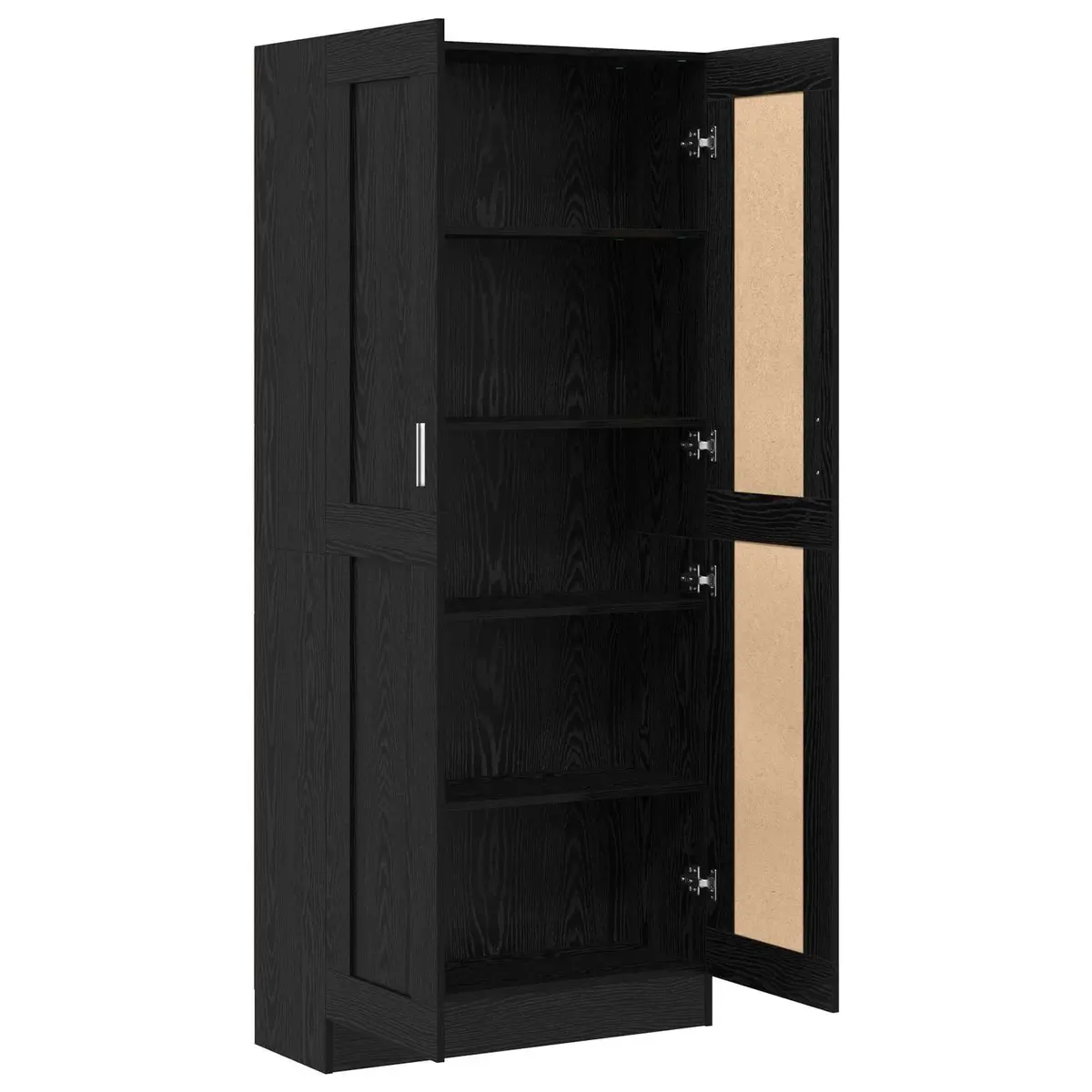 Book Cabinet Modern Black Oak Engineered Wood Shelving Unit Storage Organizer