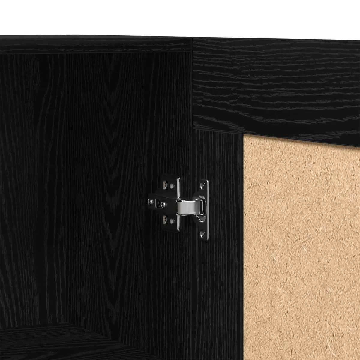 Book Cabinet Modern Black Oak Engineered Wood Shelving Unit Storage Organizer
