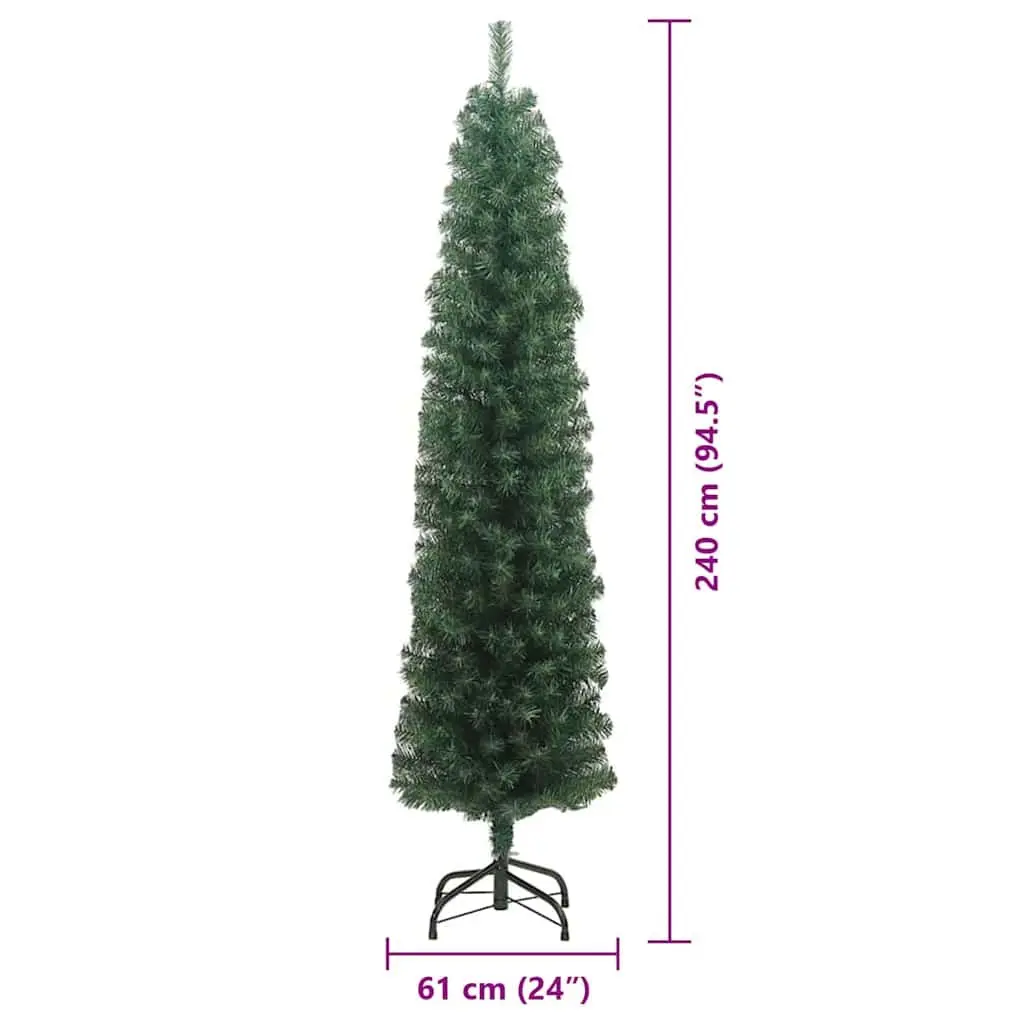 Artificial Christmas Tree 240cm Green Cone Shape 300 Warm White LEDs with Stand