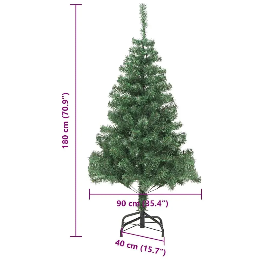 Artificial Christmas Tree 180cm Green PVC Cone Shape with LED Lights Indoor
