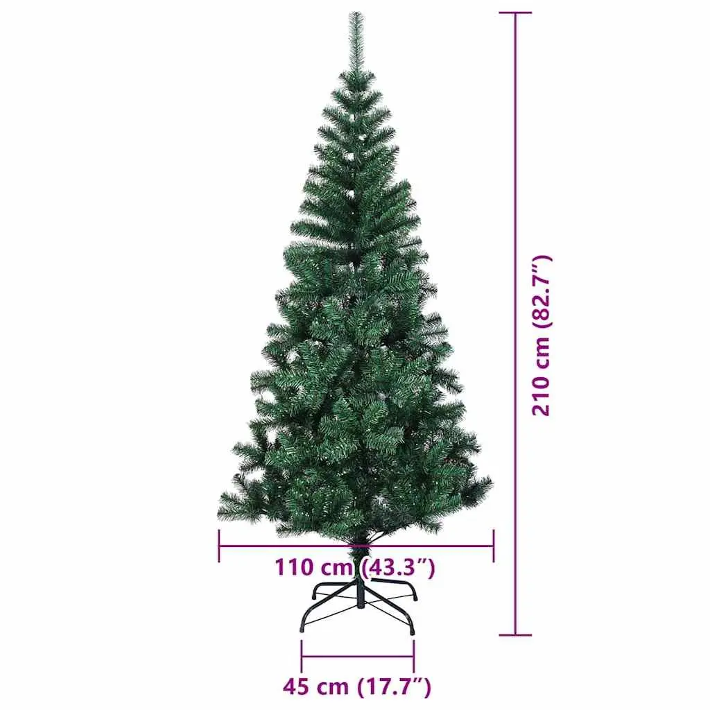 Artificial Pre-lit Christmas Tree 210cm Green Cone LED Lights Indoor Outdoor