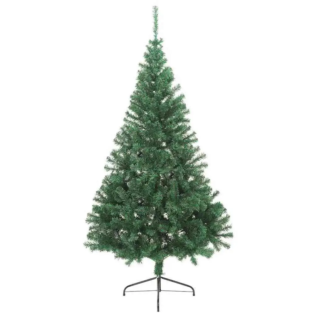 Pre-lit Artificial Christmas Tree Cone Shape Green 210cm PVC with LED Lights Indoor Outdoor